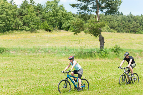 Stock fotó: Sport · boldog · pár · lovaglás · biciklik · barátok