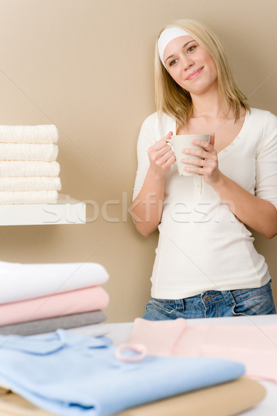 洗濯 女性 コーヒーブレイク 家事 春 ストックフォト © CandyboxPhoto