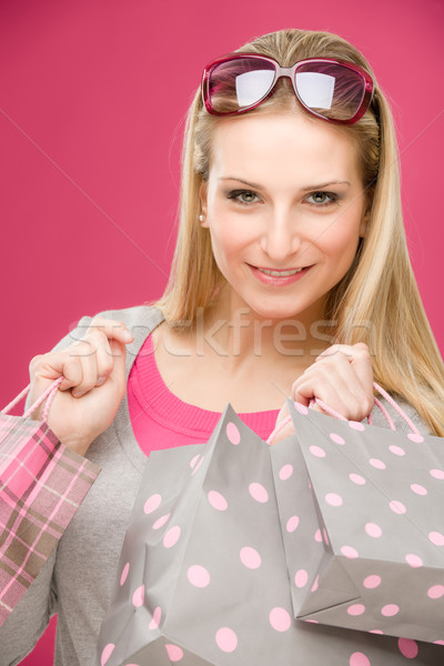 Vásárlás nő divat boldog táska portré Stock fotó © CandyboxPhoto