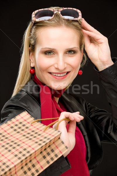 Stock photo: Shopping woman fashion happy bag