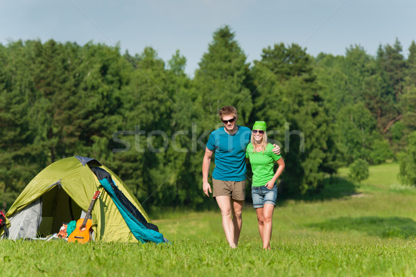 Young camping couple hugging in summer countryside Stock photo © CandyboxPhoto