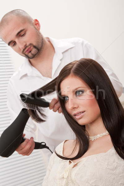 профессиональных парикмахер фен салона мужчины волос Сток-фото © CandyboxPhoto