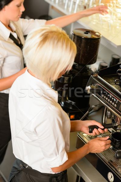 Waitresses at work make coffee machine cafe Stock photo © CandyboxPhoto