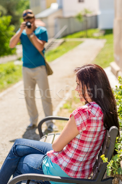若い男 写真 ガールフレンド 座って 公園 ストックフォト © CandyboxPhoto