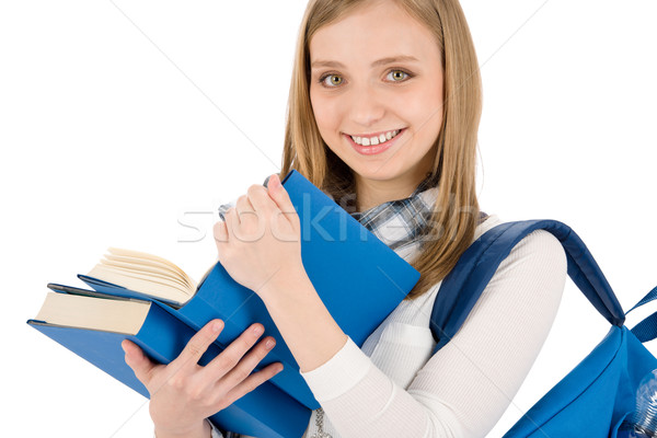 Student teenager woman with schoolbag hold books Stock photo © CandyboxPhoto