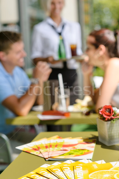 Menus at cafe bar restaurant terrace people Stock photo © CandyboxPhoto
