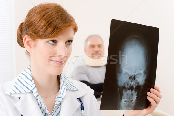 Doctor office - female physician x-ray patient Stock photo © CandyboxPhoto