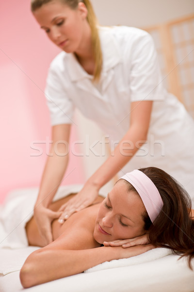 Foto stock: Cuerpo · atención · mujer · atrás · masaje · día