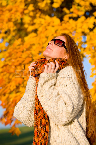 Autumn country sunset - red hair woman Stock photo © CandyboxPhoto