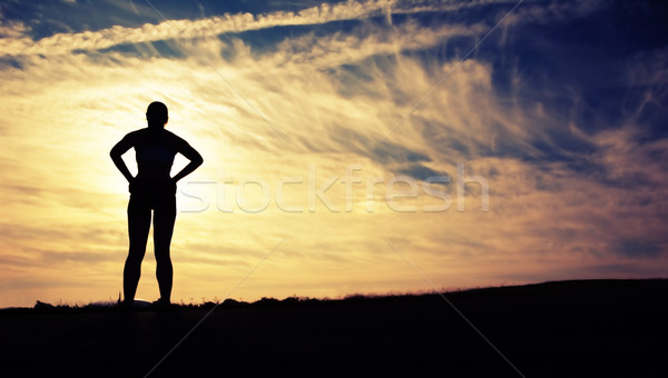 Foto d'archivio: Bella · donna · runner · bella · allenamento · donna