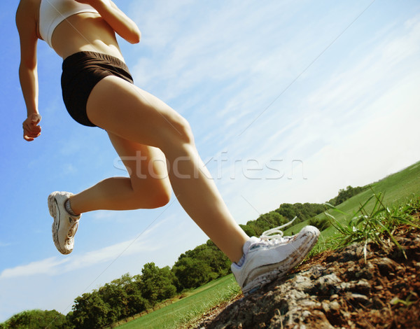 Runner красивая женщина Blue Sky девушки счастливым Сток-фото © cardmaverick2