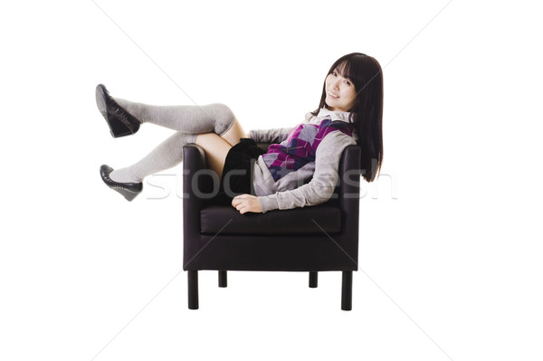 китайский портрет студент школьную форму сидят Сток-фото © cardmaverick2