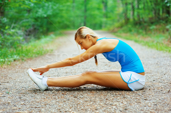 Stok fotoğraf: Yol · koşucu · kadın · egzersiz · fotoğrafları