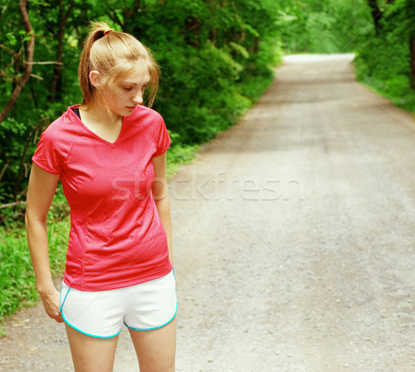 Woman In Red Running Stock photo © cardmaverick2