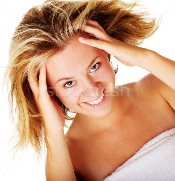 Foto stock: Hermosa · jóvenes · spa · mujer · blanco