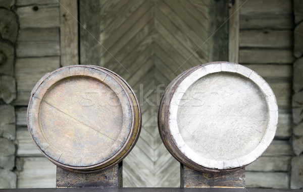Wooden old barrels for cold and refreshing beer Stock photo © carenas1