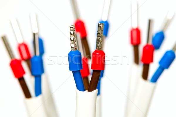 Stockfoto: Elektrische · draden · witte · kabel · industriële