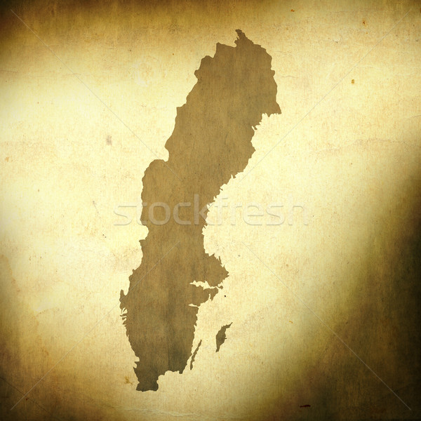 Stock fotó: Svédország · térkép · grunge · papír · absztrakt · piros