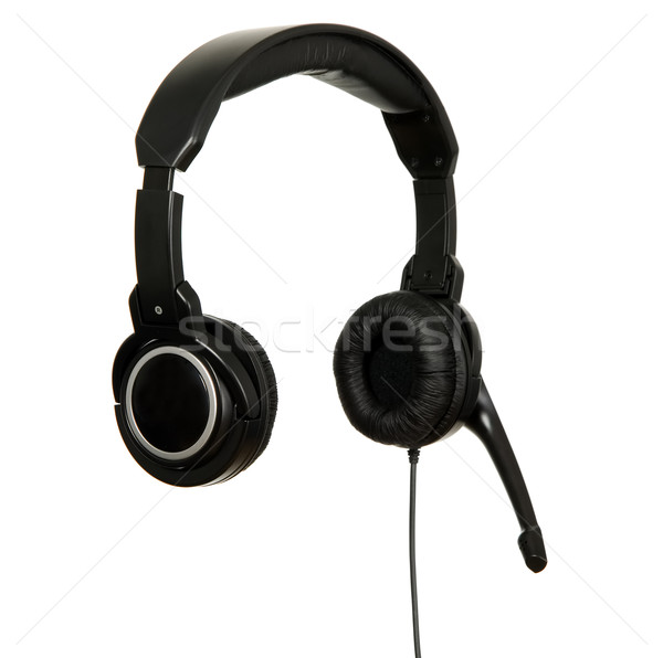 Noir casque micro affaires musique technologie [[stock_photo]] © carenas1