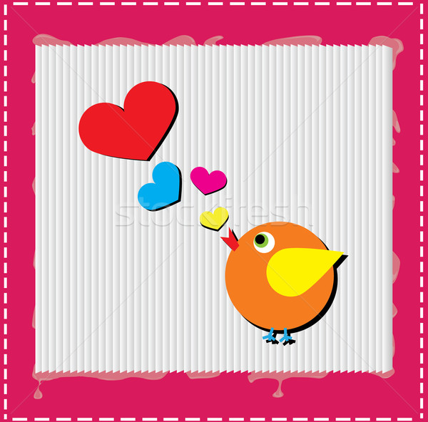 Bird is singing love song from hearts Stock photo © carenas1