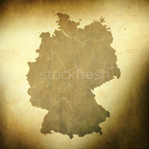 Stock fotó: Németország · térkép · grunge · papír · absztrakt · piros