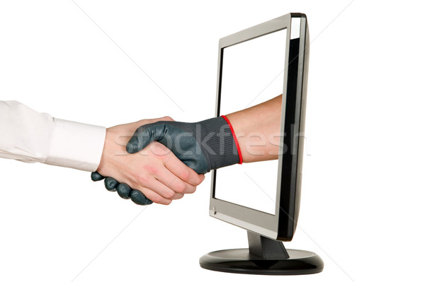 Hands shaking, LCD monitor Stock photo © carenas1