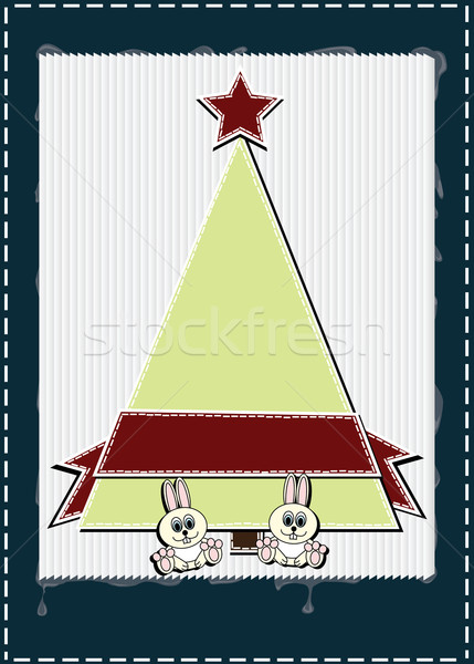 Christmas tree with star and many rabbits Stock photo © carenas1