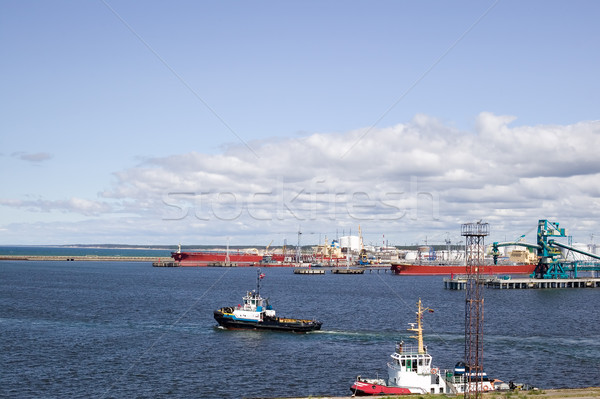 Hafen viele Schiffe blauer Himmel Himmel Wolken Stock foto © carenas1