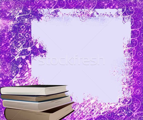 Marco libros escuela felicitaciones luz azul Foto stock © carenas1