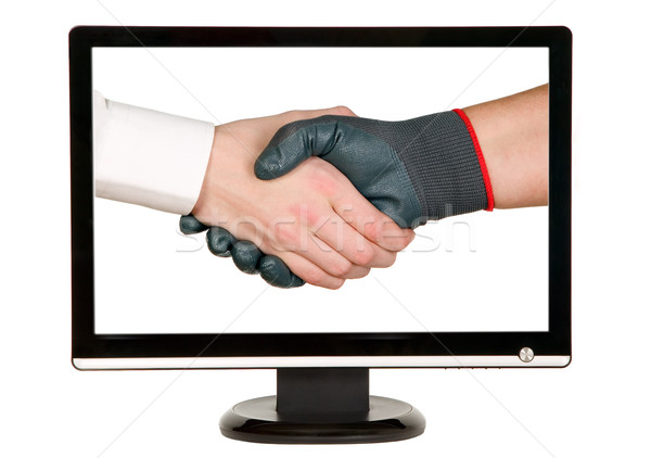 Hands shaking, LCD monitor Stock photo © carenas1