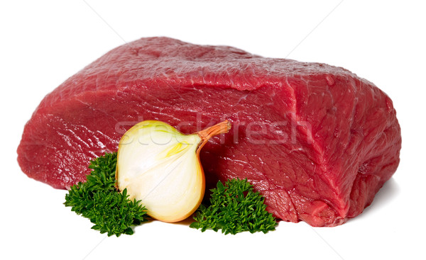 Raw sliced meat with garlic Stock photo © carenas1