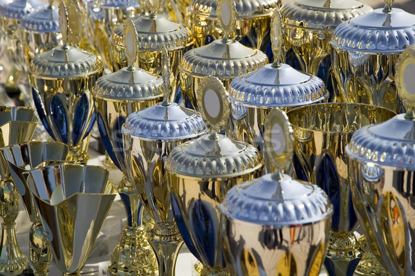 Sok bajnok trófea csészék arany szín Stock fotó © carenas1
