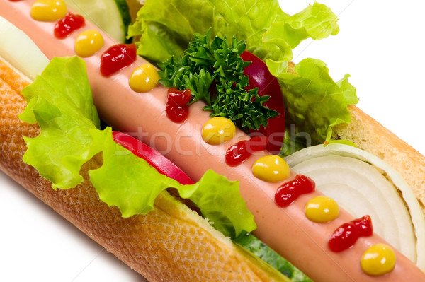 Smakelijk hot dog voedsel geïsoleerd hond diner Stockfoto © carenas1