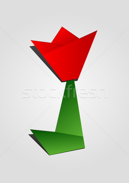 Tulipan origami kolorowy kwiat charakter zielone Zdjęcia stock © carenas1