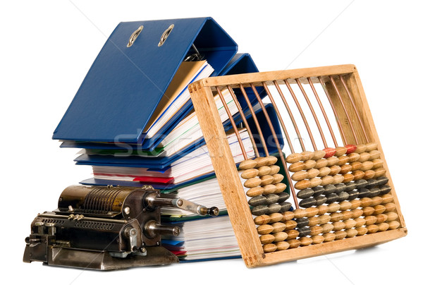 Jahrgang Rechner Dokumente Büro abacus Haufen Stock foto © carenas1