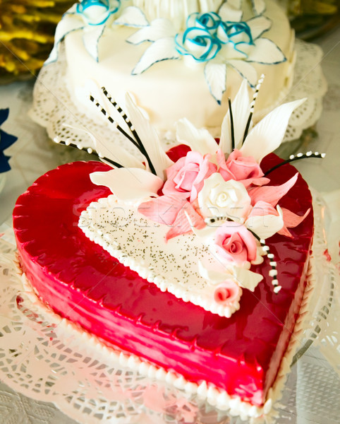 Wedding cake come cuore guardare vacanze fiore Foto d'archivio © carenas1