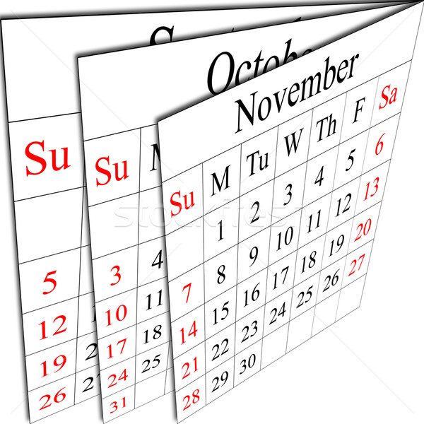 календаря осень месяцев неделя время графика Сток-фото © carenas1