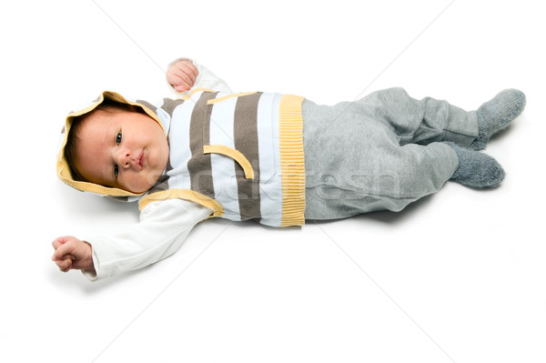 Gyönyörű baba fiú néz fehér nagy szemek Stock fotó © carenas1