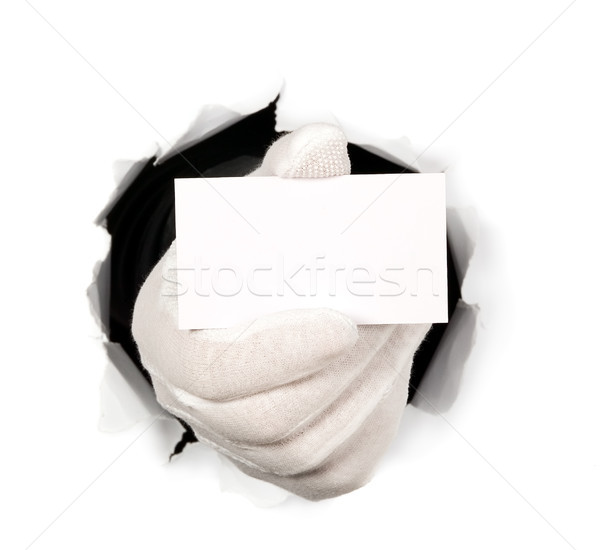 男 ブランクカード 穴 手袋 白 ストックフォト © carenas1