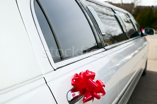 Stock foto: Luxus · alten · Limousine · Hochzeit · Feier · Blumen