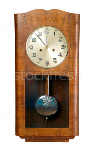 Vieux vintage brun horloge bois isolé [[stock_photo]] © carenas1