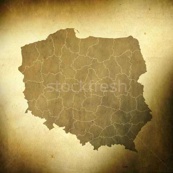 Stock fotó: Lengyelország · térkép · grunge · papír · absztrakt · piros