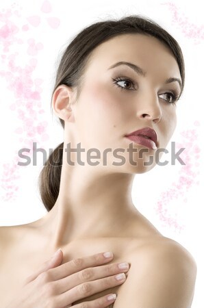 Stock photo: proud and sexy young woman, she is turned fo three quarters