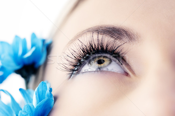 Auge Frau kreative Wimpern blau Stock foto © carlodapino