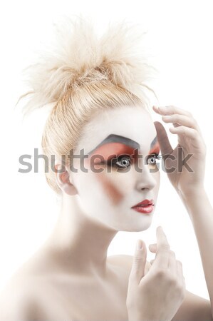 Farbe Make-up Puppe Aussehen nach unten richtig Stock foto © carlodapino