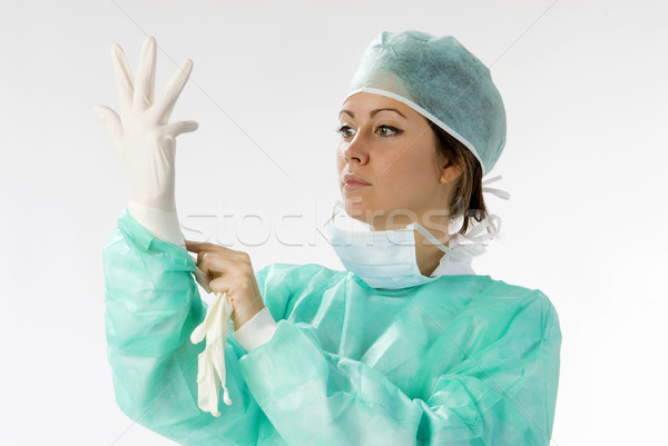 Luva assistente luvas trabalhar enfermeira cuidar Foto stock © carlodapino