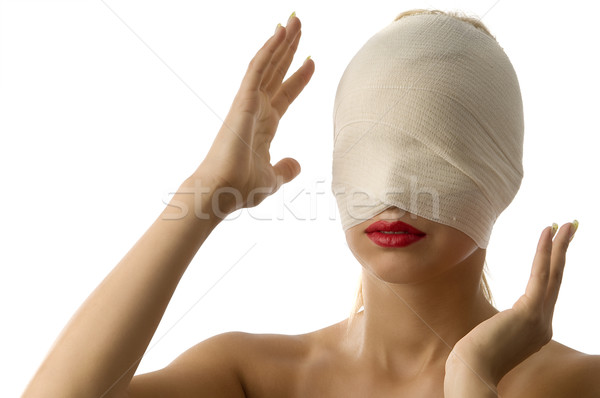 パッチ 肖像 女性 包帯 周りに 顔 ストックフォト © carlodapino
