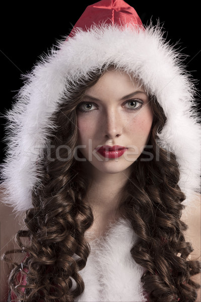 gorgeous young girl with a santa hood Stock photo © carlodapino