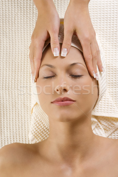 hands massage on head Stock photo © carlodapino