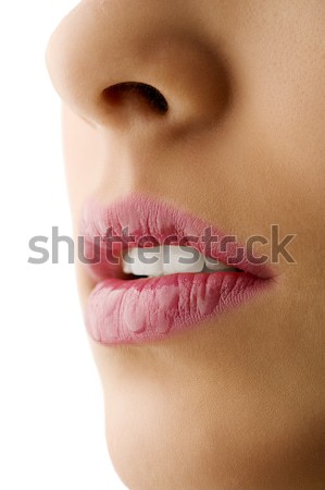 自然 嘴唇 關閉 自然美 模型 白 商業照片 © carlodapino